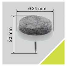 Filtdyna med spik, diameter 24 millimeter, höjd 22 millimeter