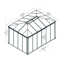 Teknisk ritning av en paviljong med dimensioner
