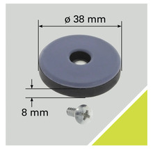 Möbelglidare med skruv, diameter 38 millimeter