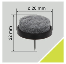 Möbeltass med spik, diameter 20 mm, höjd 22 mm