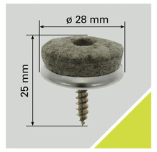 Filtglidare med skruv, diameter 28 millimeter, höjd 25 millimeter