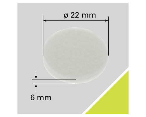 Bild av en rund insats med måtten 22 mm i diameter och 6 mm tjock.