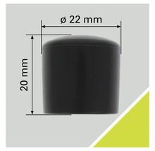 Bild av en möbelglidare med måtten 22 mm i diameter och 20 mm i höjd