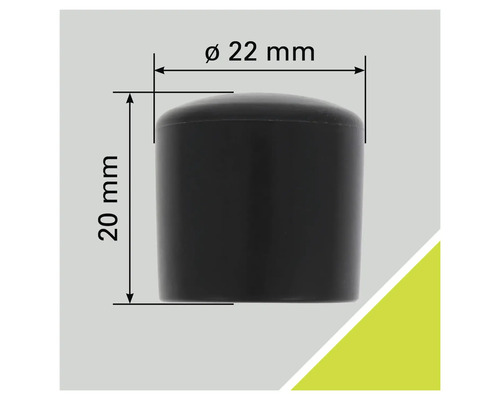 Bild av en möbelglidare med måtten 22 mm i diameter och 20 mm i höjd