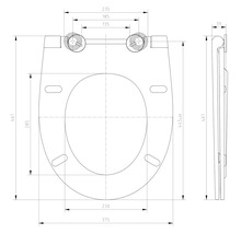Teknisk ritning av en toalettsits med mått
