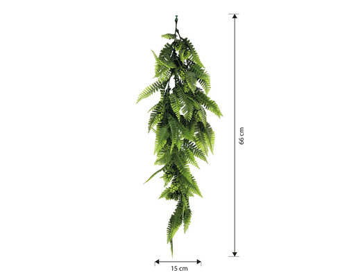 Konstgjord ormbunksgirlang, 66 cm lång och 15 cm bred, för dekoration