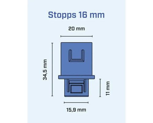 Teknisk ritning av en 16 millimeterspropp med mått
