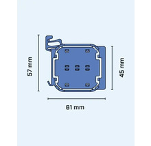 Teknisk ritning av profilen med måtten 61 mm x 57 mm x 45 mm