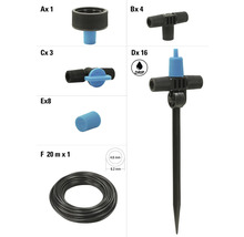 Komponenter för droppbevattning i set