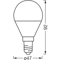 Mått på en glödlampa: 92 mm hög, 47 mm i diameter
