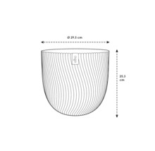 Elho blomkruka schema med måtten 29,5 cm i diameter och 25,3 cm i höjd