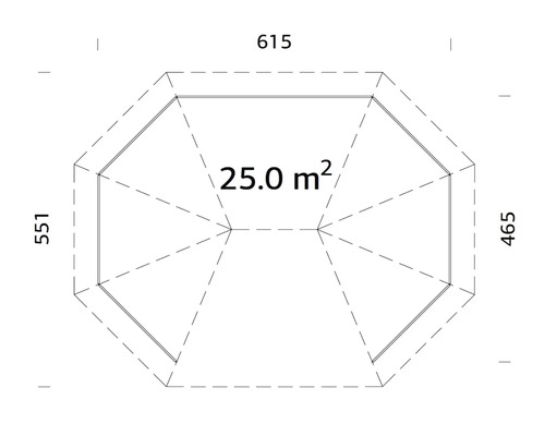 Planritning av ett trädgårdshus med en yta på 25 kvadratmeter