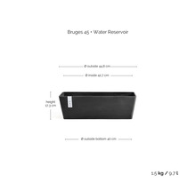 Balkonglåda Bruges 45 med vattenreservoar, uppe 44,8 centimeter, inne 42,7 centimeter, höjd 17,3 centimeter, nere 40 centimeter, 9,7 liter.