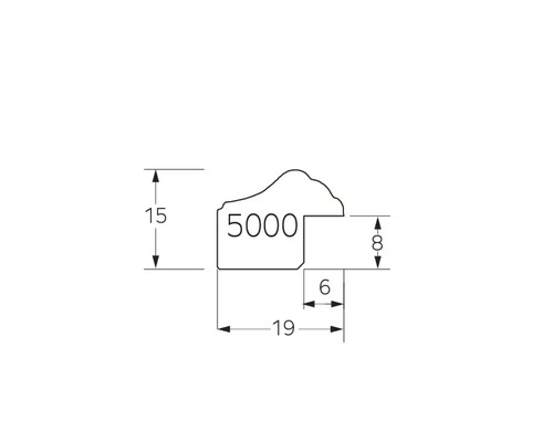 Teknisk ritning av en dekorativ profil med dimensioner.