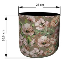 Blomkruka med blommönster och mått 25 cm bred och 26,6 cm hög