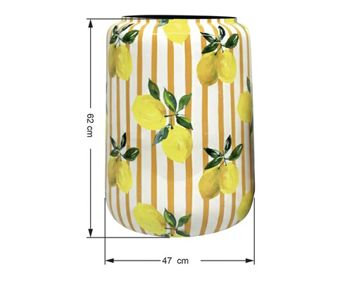 Dekorativ blomvas med citronmönster, höjd 62 cm, diameter 47 cm