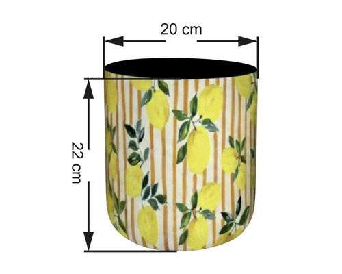 Dekorativ blomkruka med citronmönster, höjd 22 cm, diameter 20 cm