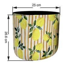 Cylinderformad blomkruka med citronmönster, höjd 26,6 cm, diameter 25 cm