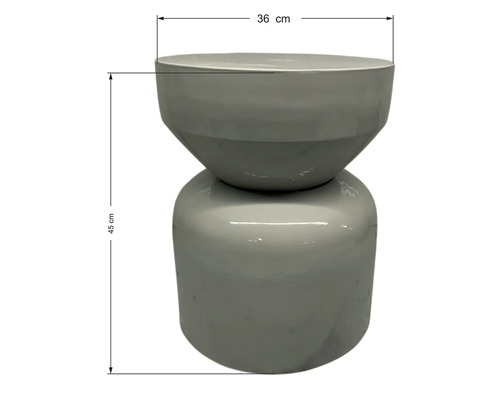 Dekorativ pall, 36 cm bred och 45 cm hög, lämplig för inomhusbruk.