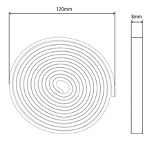 Teknisk ritning av en tätningslist med måtten 120 mm x 8 mm.