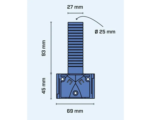 Teknisk ritning av en installationsadapter med måttangivelser