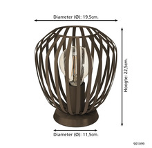 Dekorativ bordslampa med metallbur och glödlampa