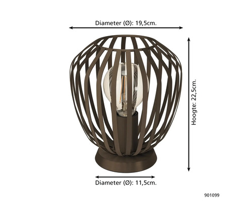 Dekorativ bordslampa med metallbur och glödlampa