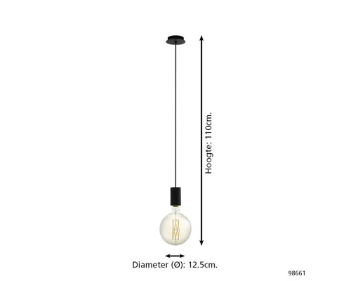 Pendellampa, höjd 110 cm, diameter 12,5 cm