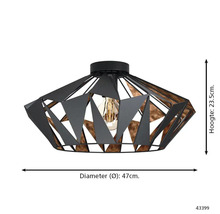 Taklampa, diameter 47 cm, höjd 23,5 cm