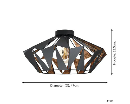 Taklampa, diameter 47 cm, höjd 23,5 cm