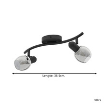 Taklampa med två spotlights, längd 36,5 cm