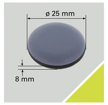 Knapp med en diameter på 25 millimeter och en höjd på 8 millimeter.