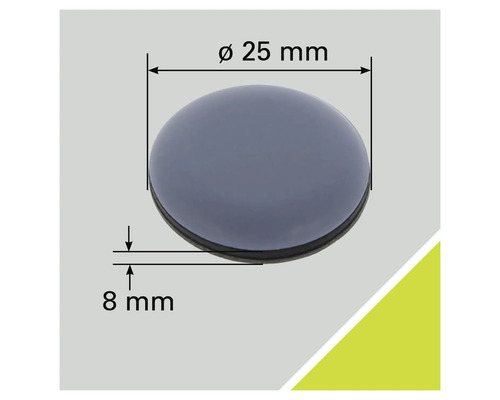 Knapp med en diameter på 25 millimeter och en höjd på 8 millimeter.