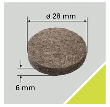 Möbeltass med en diameter på 28 millimeter och en tjocklek på 6 millimeter