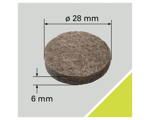 Möbeltass med en diameter på 28 millimeter och en tjocklek på 6 millimeter