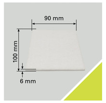 Fyrkantig filterskummatta som mäter 100 x 90 x 6 millimeter