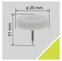 Stolsglidare med spik, diameter 20 millimeter, höjd 21 millimeter