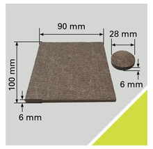 Filttassar, set med måtten 90 millimeter gånger 100 millimeter och 28 millimeter i diameter, 6 millimeter tjocka