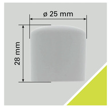 Plastlock med måtten 25 mm diameter och 28 mm höjd