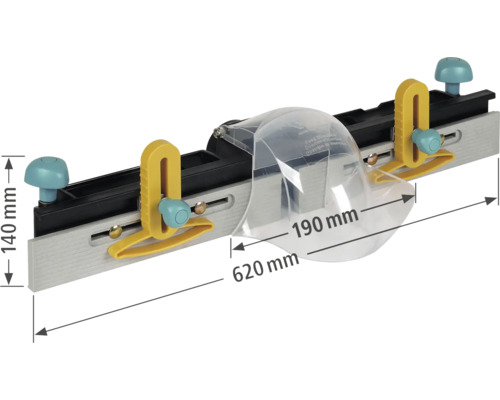 Glasmosaikskärare med en längd på 620 mm och en höjd på 140 mm
