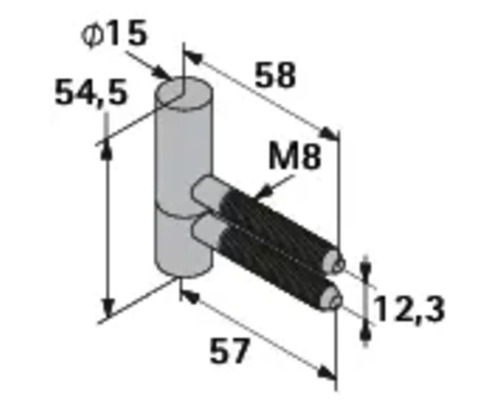 Teknisk ritning av en anslutningsdetalj med måttangivelser