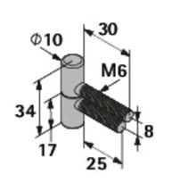 Teknisk ritning av ett dörrband med måttangivelser