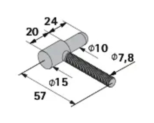 Teknisk ritning av en möbelknapp med måttangivelser