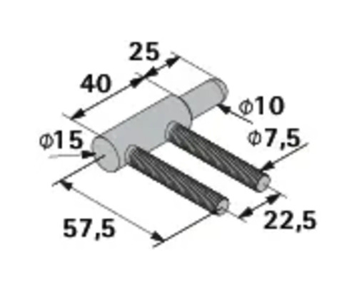 Teknisk ritning av en vajerhållare med mått