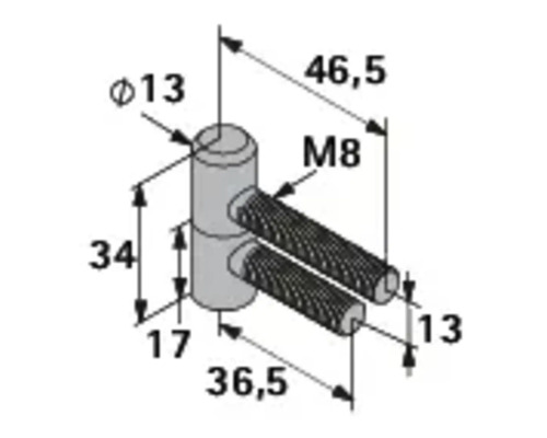 Teknisk ritning av en bultregel med måttangivelser