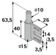 Teknisk ritning av ett möbelfäste med dimensioner