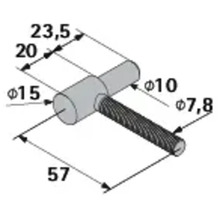 Teknisk ritning av ett möbelhandtag med måttangivelser