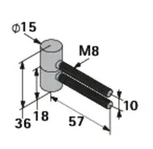 Teknisk ritning av en komponent med måttangivelser