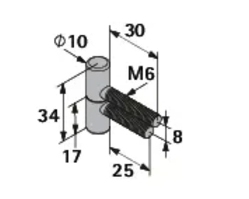 Teknisk ritning av ett dörrband med måttangivelser