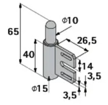 Teknisk ritning av ett möbelbeslag med måttangivelser